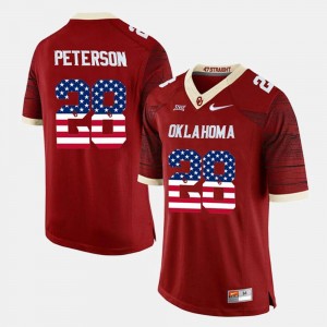 Oklahoma Sooners Adrian Peterson Jersey Men's Crimson #28 US Flag Fashion