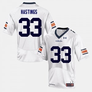 Auburn Tigers Will Hastings Jersey White College Football #33 Mens