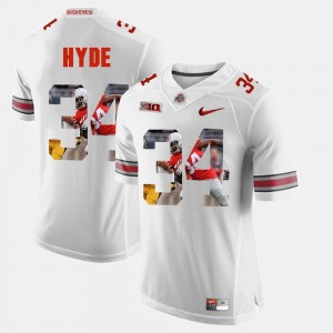 Ohio State Buckeyes CameCarlos Hyde Jersey White #34 Mens Pictorial Fashion