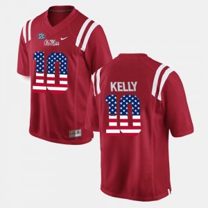 Ole Miss Rebels Chad Kelly Jersey #10 Men's Red US Flag Fashion