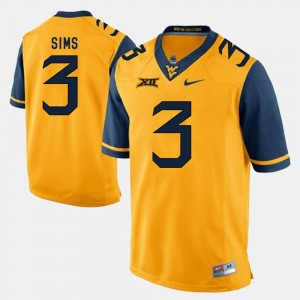 West Virginia Mountaineers Charles Sims Jersey #3 For Men's Alumni Football Game Gold