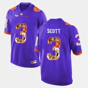Clemson Tigers Artavis Scott Jersey #3 Player Pictorial Purple Men's