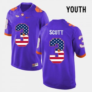 Clemson Tigers Artavis Scott Jersey For Kids Purple US Flag Fashion #3