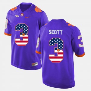 Clemson Tigers Artavis Scott Jersey Purple US Flag Fashion Mens #3