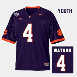 Clemson Tigers Deshaun Watson Jersey Purple College Football Youth(Kids) #4