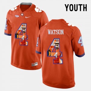 Clemson Tigers DeShaun Watson Jersey #4 For Kids Orange Pictorial Fashion