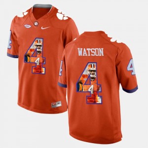 Clemson Tigers DeShaun Watson Jersey Pictorial Fashion #4 Mens Orange