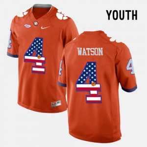 Clemson Tigers DeShaun Watson Jersey #4 US Flag Fashion For Kids Orange