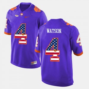 Clemson Tigers DeShaun Watson Jersey US Flag Fashion For Men Purple #4