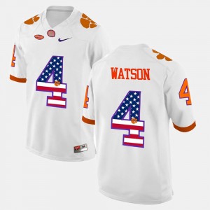 Clemson Tigers DeShaun Watson Jersey #4 Mens White US Flag Fashion