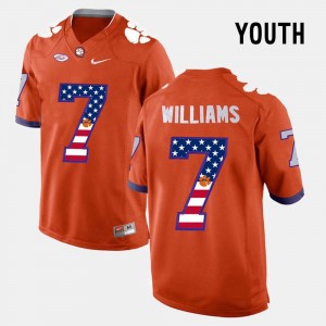 Clemson Tigers Mike Williams Jersey US Flag Fashion Orange #7 Youth(Kids)
