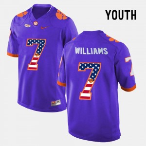 Clemson Tigers Mike Williams Jersey US Flag Fashion Youth #7 Purple