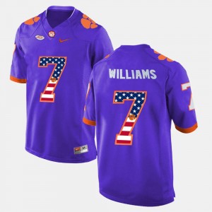 Clemson Tigers Mike Williams Jersey Men Purple #7 US Flag Fashion