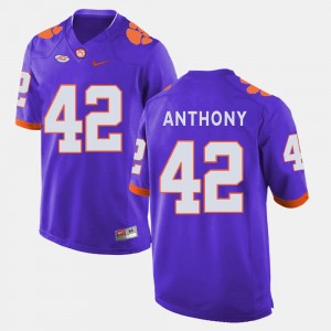 Clemson Tigers Stephone Anthony Jersey Purple #42 College Football Mens