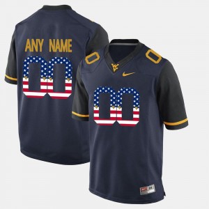 West Virginia Mountaineers Customized Jersey #00 US Flag Fashion Blue Men's
