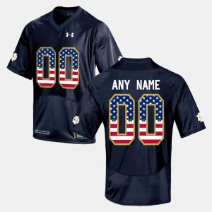 Notre Dame Fighting Irish Custom Jerseys #00 US Flag Fashion Navy Blue Men's