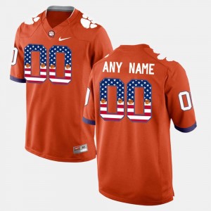 Clemson Tigers Custom Jerseys #00 Orange US Flag Fashion For Men's