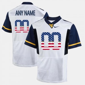 West Virginia Mountaineers Customized Jersey US Flag Fashion White #00 Mens