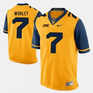 West Virginia Mountaineers Daryl Worley Jersey Alumni Football Game #7 Gold For Men