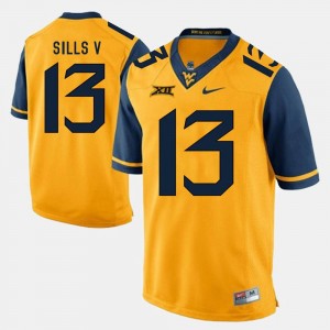West Virginia Mountaineers David Sills V Jersey Alumni Football Game Gold #13 For Men