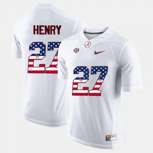 Alabama Crimson Tide Derrick Henry Jersey For Men's White #27 US Flag Fashion
