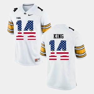 Iowa Hawkeyes Desmond King Jersey White US Flag Fashion #14 For Men's