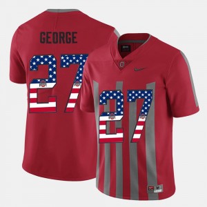 Ohio State Buckeyes Eddie George Jersey #27 US Flag Fashion Scarlet For Men's