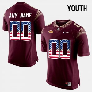 Florida State Seminoles Customized Jersey Red For Kids US Flag Fashion #00