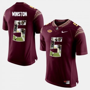 Florida State Seminoles Jameis Winston Jersey For Men Red Player Pictorial #5