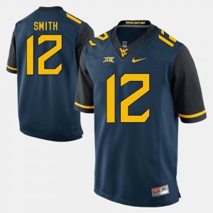 West Virginia Mountaineers Geno Smith Jersey Alumni Football Game #12 Blue For Men