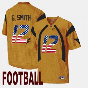 West Virginia Mountaineers Geno Smith Jersey US Flag Fashion Gold For Men #12