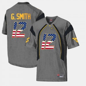 West Virginia Mountaineers Geno Smith Jersey For Men #12 Gray US Flag Fashion