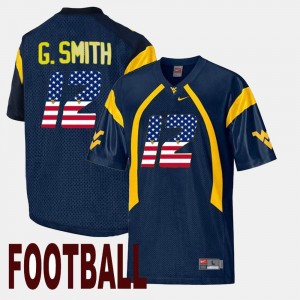 West Virginia Mountaineers Geno Smith Jersey #12 For Men's US Flag Fashion Navy