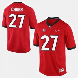 Georgia Bulldogs Nick Chubb Jersey Red College Football #27 For Men's