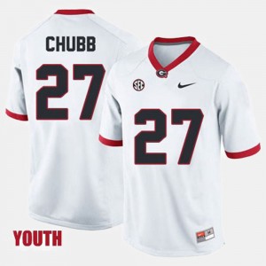 Georgia Bulldogs Nick Chubb Jersey White For Kids #27 College Football