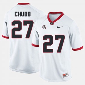 Georgia Bulldogs Nick Chubb Jersey White #27 Men College Football