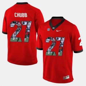 Georgia Bulldogs Nick Chubb Jersey #27 Red Player Pictorial For Men's