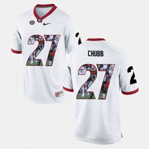 Georgia Bulldogs Nick Chubb Jersey For Men Player Pictorial #27 White