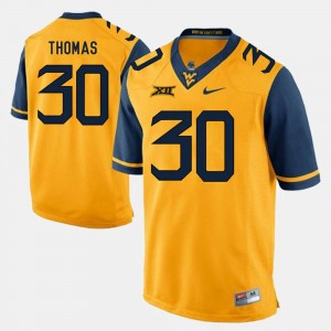 West Virginia Mountaineers J.T. Thomas Jersey For Men #30 Alumni Football Game Gold