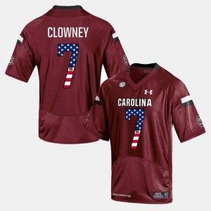 South Carolina Gamecocks Jadeveon Clowney Jersey #7 US Flag Fashion Maroon Mens