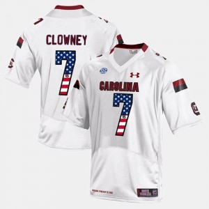 South Carolina Gamecocks Jadeveon Clowney Jersey White US Flag Fashion For Men's #7