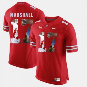 Ohio State Buckeyes Jalin Marshall Jersey For Men #17 Pictorial Fashion Scarlet