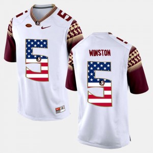 Florida State Seminoles Jameis Winston Jersey For Men's US Flag Fashion White #5