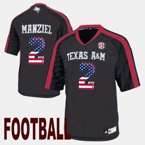 Texas A&M Aggies Johnny Manziel Jersey Black US Flag Fashion #2 Mens