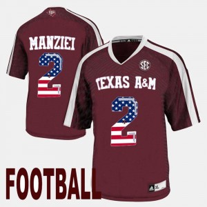 Texas A&M Aggies Johnny Manziel Jersey #2 US Flag Fashion Maroon Mens