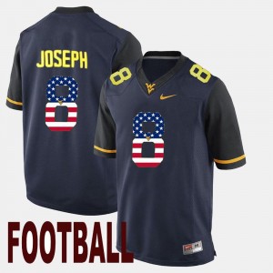West Virginia Mountaineers Karl Joseph Jersey For Men #8 US Flag Fashion Navy