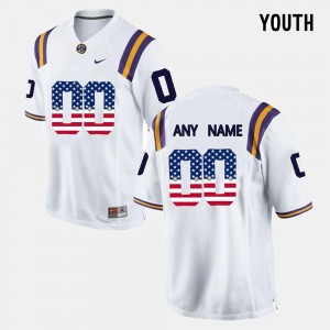 LSU Tigers Customized Jersey For Kids US Flag Fashion White #00