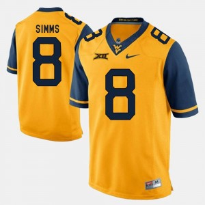 West Virginia Mountaineers Marcus Simms Jersey Mens Alumni Football Game Gold #8
