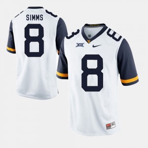 West Virginia Mountaineers Marcus Simms Jersey For Men's White Alumni Football Game #8