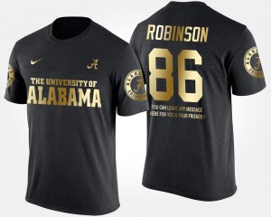 Alabama Crimson Tide A'Shawn Robinson T-Shirt Mens Gold Limited Black #86 Short Sleeve With Message